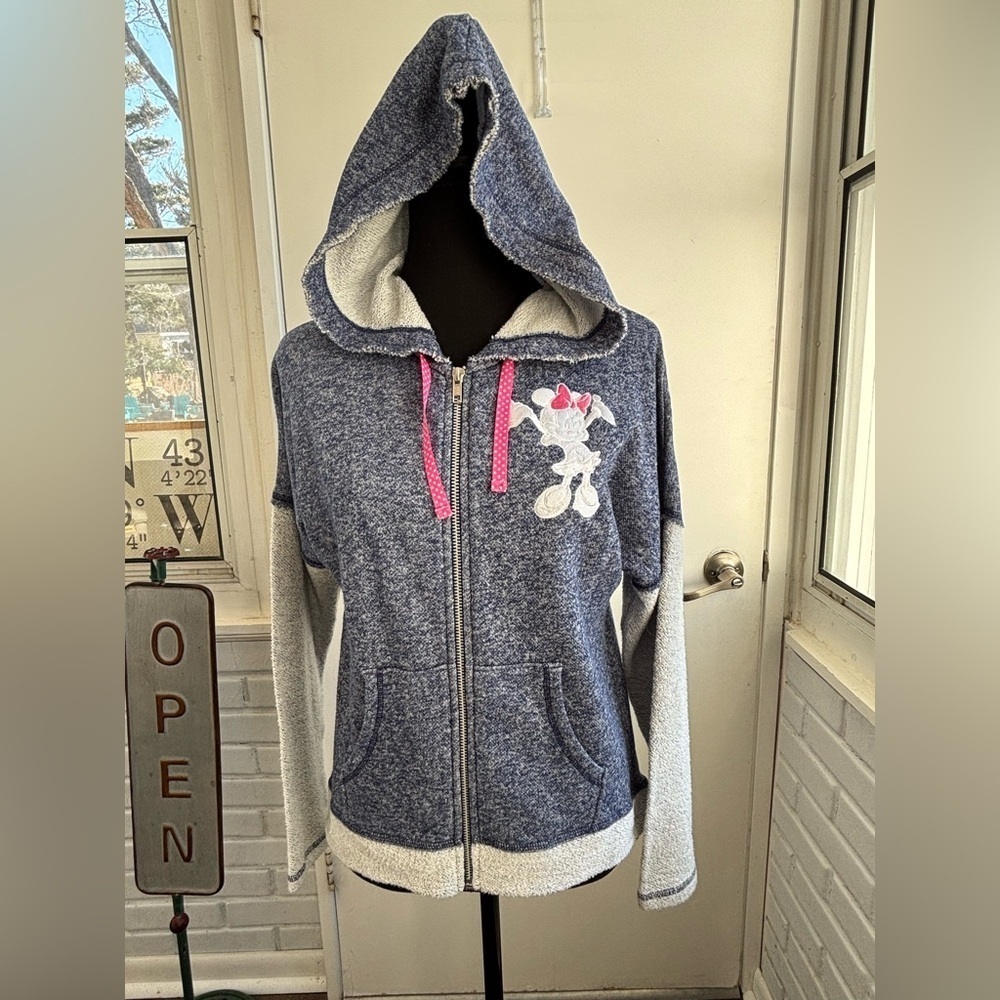Disney Parks Embroidered Minnie Mouse‎ Hooded Zip Up medium vacation travel